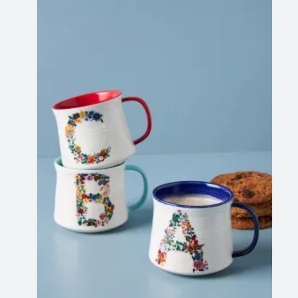 🥰 2 for $30 🥰 Nathalie Lete x Anthropologie Bouquet Monogram F Mug - Picture 1 of 5